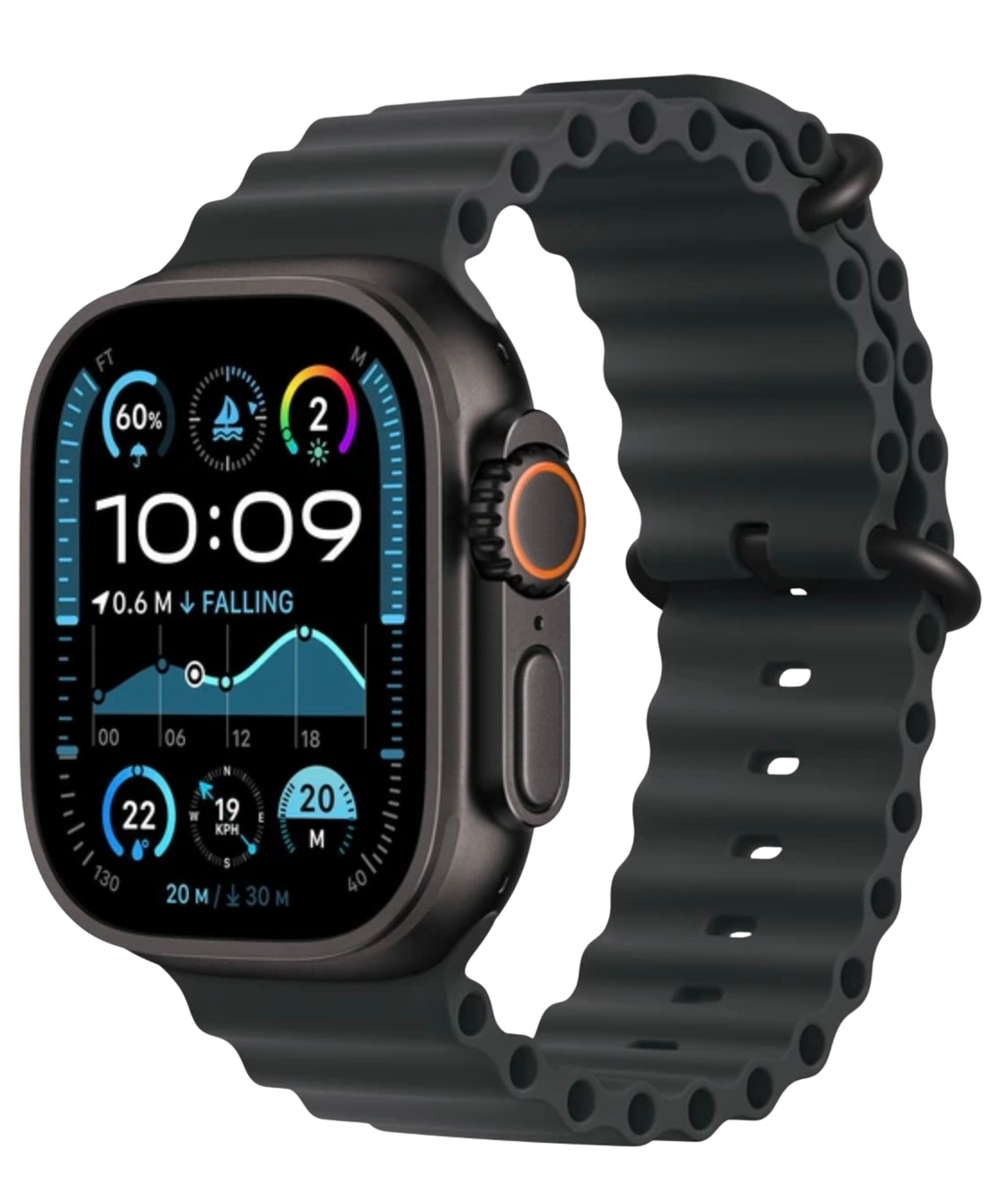 APPLE Watch Ultra 2 (2024) 49mm Černý titan s černým oceánským řemínkem