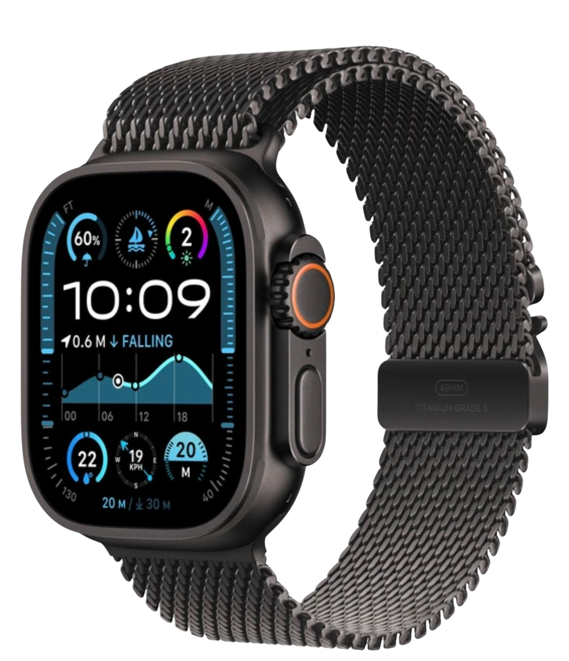 APPLE Watch Ultra 2 (2024) 49mm Černý titan s černým titanovým milánským tahem M
