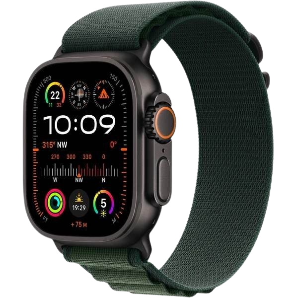 APPLE Watch Ultra 2 (2024) 49mm Černý titan s tmavě zeleným alpským tahem M