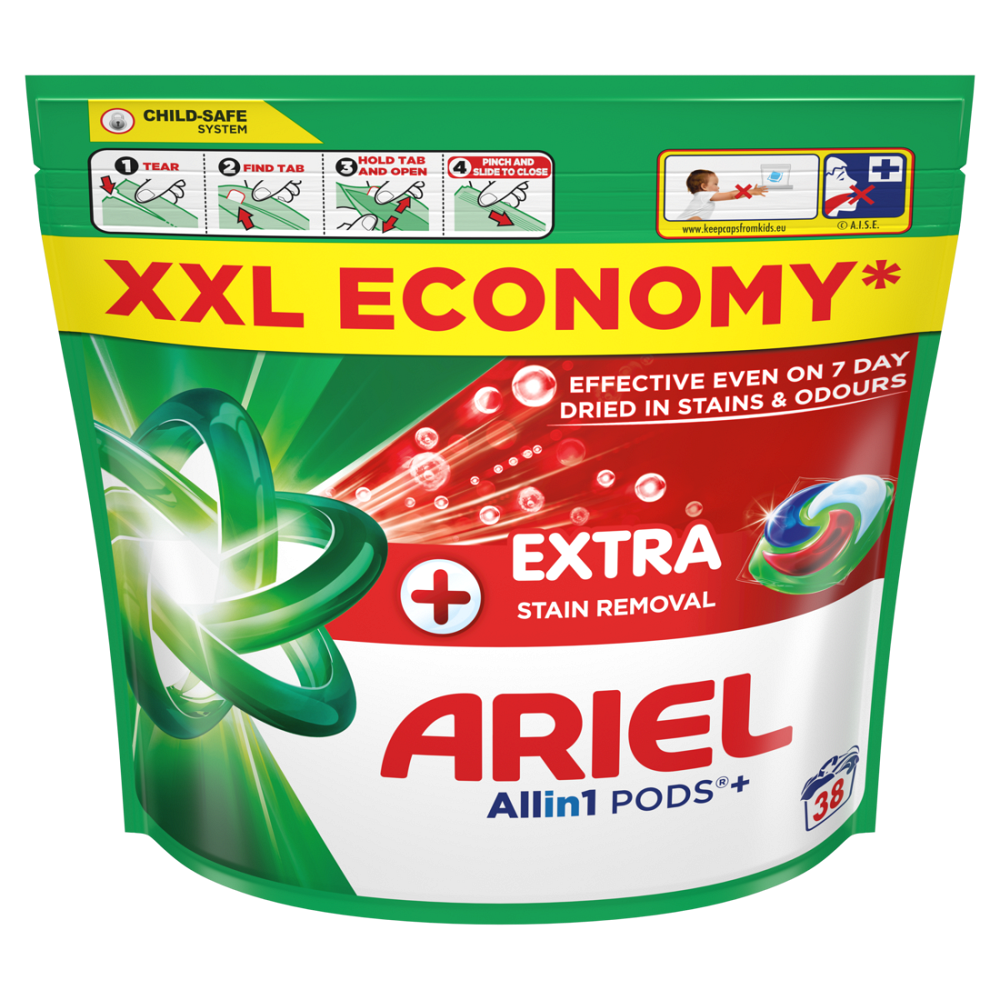 ARIEL Kapsle na praní Plus Extra Stain 38 praní