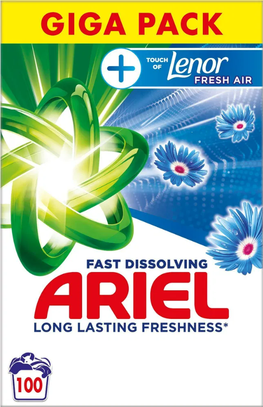 ARIEL prací prášek + Touch Of Lenor Fresh Air 5.5 kg