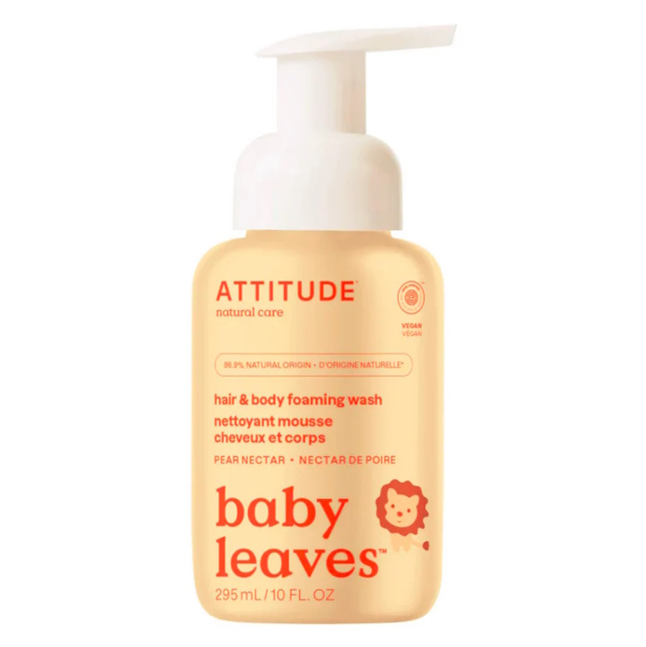 ATTITUDE Baby leaves dětská mycí pěna 2 v 1 s vůní hruškové šťávy 295 ml