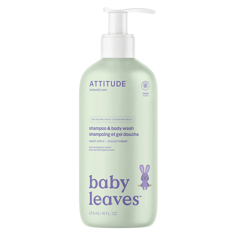 ATTITUDE Baby leaves dětské tělové mýdlo a šampon s vůní jablka 473 ml