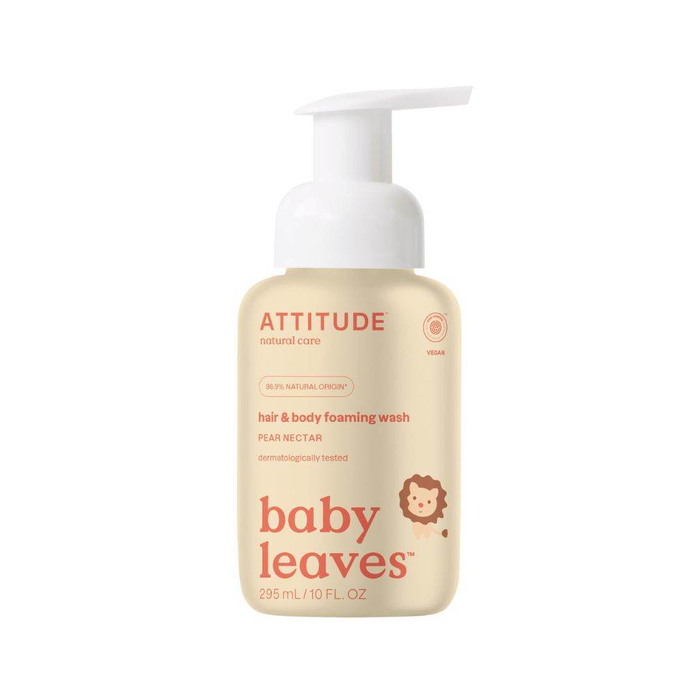 ATTITUDE Baby Leaves Pěnivé mýdlo a šampon 2v1 hruška 295 ml