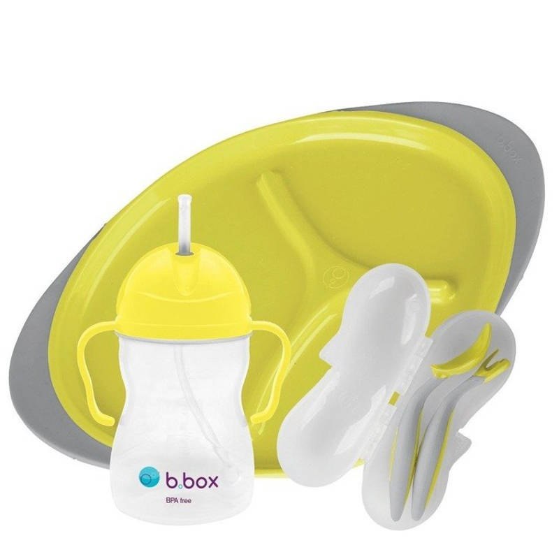 B.BOX Dětská jídelní sada Lux , žlutá/šedá