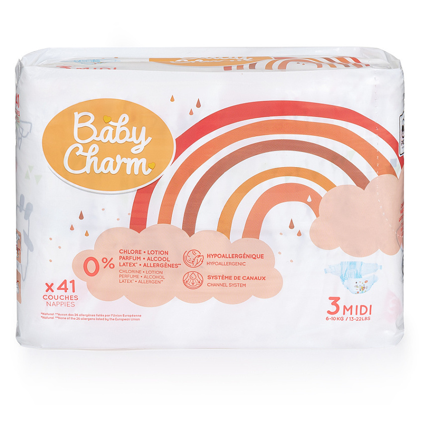BABY CHARM Super Dry Flex Midi vel.3 pleny 4 až 9 kg 41 kusů
