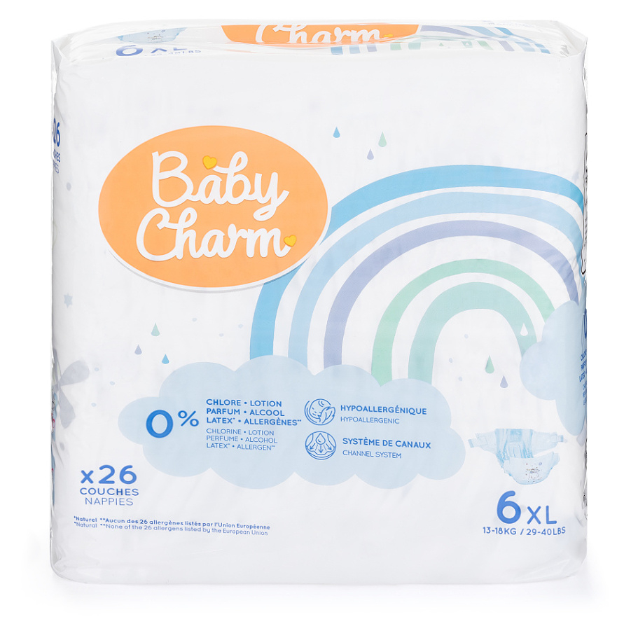 BABY CHARM Super Dry Flex XL vel.6 pleny 13-18 kg 26 ks