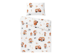 Baby in World Povlečení do postýlky s výplní + pytlík, bavlna, Hasiči, 135x100cm/40x60cm