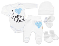 Baby Nellys 5-ti dílná soupravička do porodnice I love mom & dad, kluk, vel.56