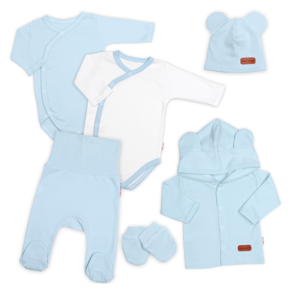 Baby Nellys Bavlněná souprava pro miminko 6D, Made with love, baby blue, vel. 56