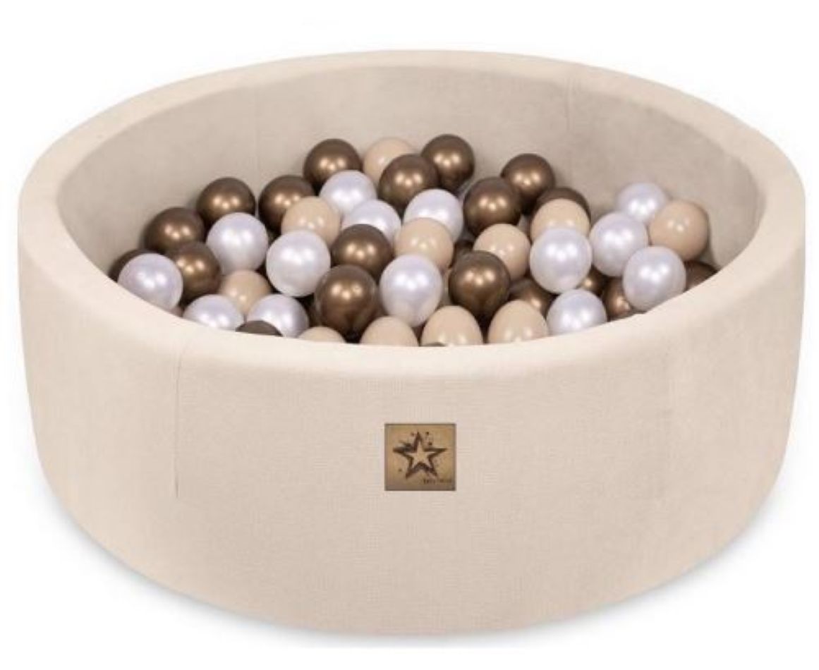 Baby Nellys Bazén pro děti 90x30 cm Velvet + 200 balónků, béžový