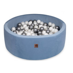 Baby Nellys Bazén pro děti 90x30 cm Velvet + 200 balónků, jeans