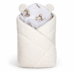 Baby Nellys Beránková zavinovačka bavlna/beránek, boucle - Malá myška, smetana