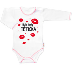 Baby Nellys Body dlouhý rukáv s vtipným textem, Byla tady tetička, vel. 86