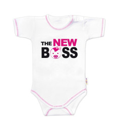 Baby Nellys Body krátký rukáv s vtipným textem , The New Boss, vel. 74