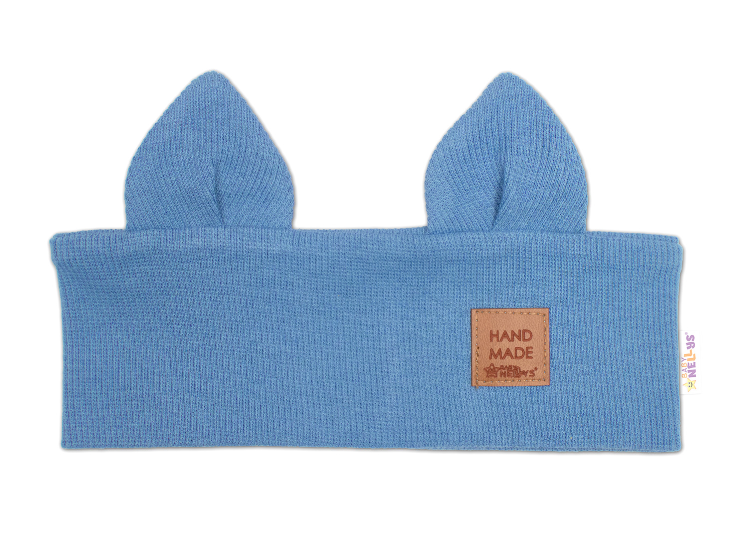 Baby Nellys Čelenka Cat s oušky pro děti Hand Made - jeans, 1-3 roky