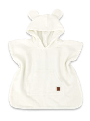 Baby Nellys Dětské mušelínové pončo lux s kapucí Teddy, rychleschnoucí, smetanové