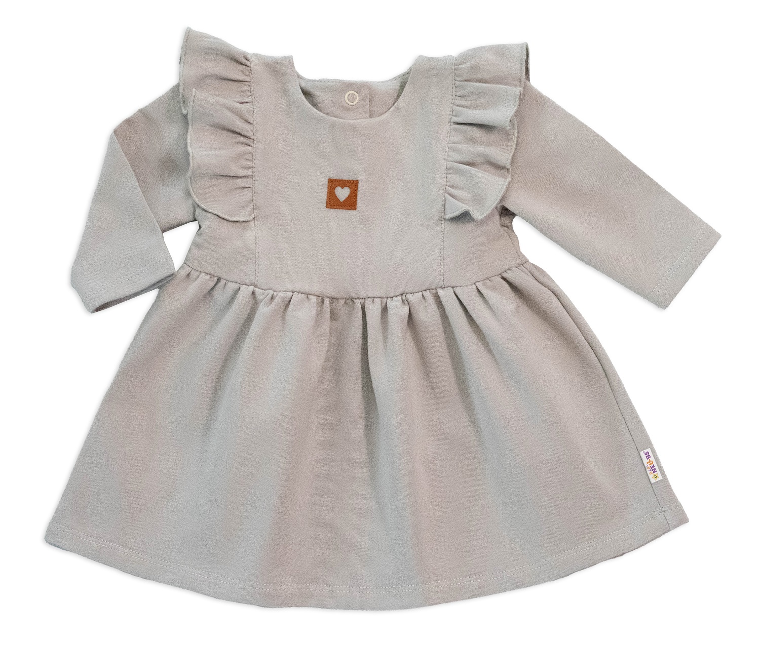 Baby Nellys Dětské teplákové šaty, tunika Vintage Love - šedé, vel. 62