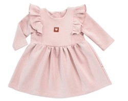 Baby Nellys Dětské teplákové šaty, tunika Vintage Love - starorůžové