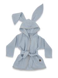 Baby Nellys Dětský mušelínový župan s oušky Bunny - jeans