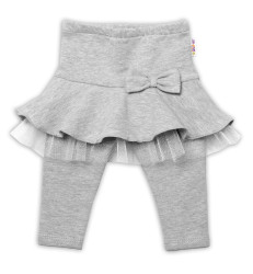Baby Nellys Dívčí legíny Mašlička s volánkem - šedé, veľ. 68