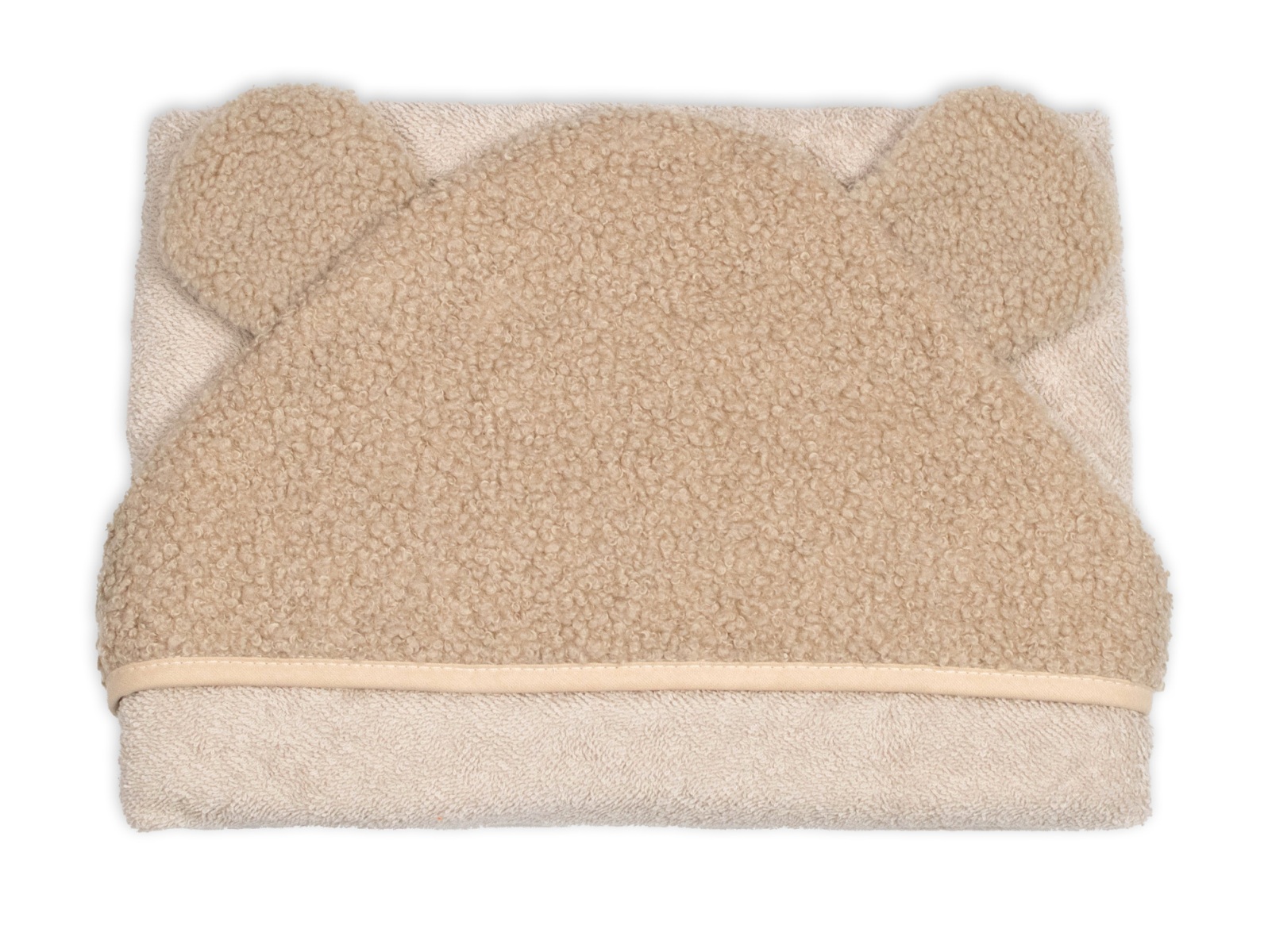Baby Nellys Kojenecká osuška s kapucí a oušky Boucle 80x80cm, froté -  béžová, hnědá