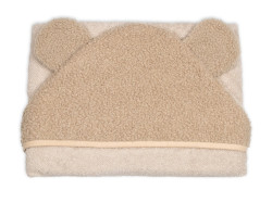 Baby Nellys Kojenecká osuška s kapucí a oušky Boucle 80x80cm, froté -  béžová, hnědá