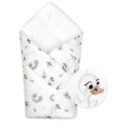 Baby Nellys Kojenecká zavinovačka Klasik Kačátko, bílá/béžová