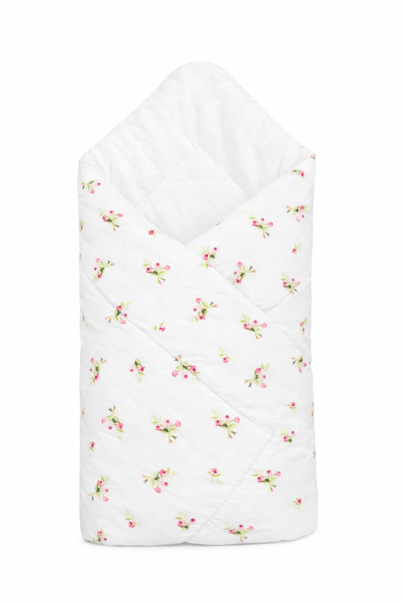 Baby Nellys Kojenecká Zavinovačka klasik Něžné kvítky, bílá/růžová