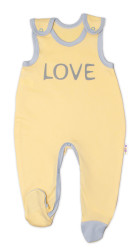 Baby Nellys Kojenecké bavlněné dupačky  Love - žluté vel.  62