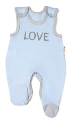 Baby Nellys Kojenecké bavlněné dupačky  Love - modré vel.  62