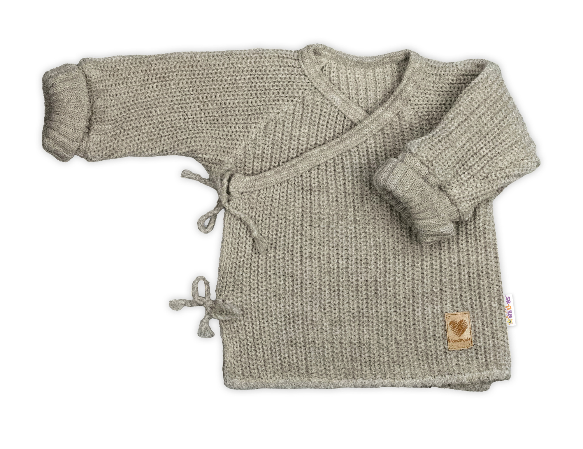 Baby Nellys Kojenecký svetřík, rostoucí, na zavazování na boku - tm. béžová, 62/68