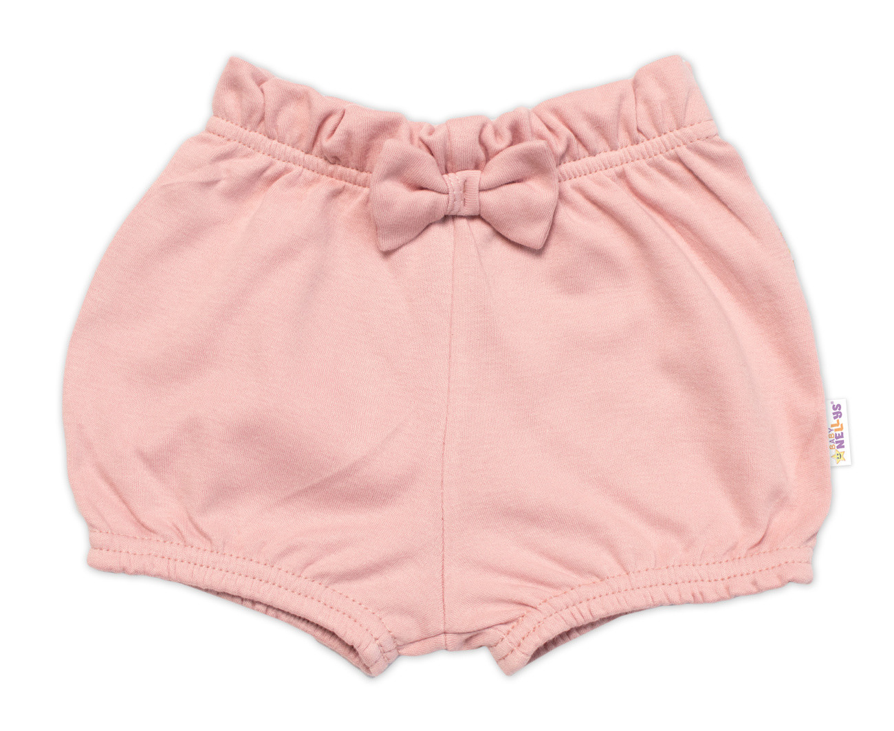 Baby Nellys Kraťásky s mašličkou , bavlna, pudrové, vel. 104 vel.  104