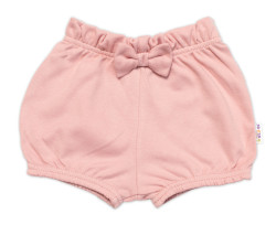 Baby Nellys Kraťásky s mašličkou , bavlna, pudrové, vel. 104 vel.  104