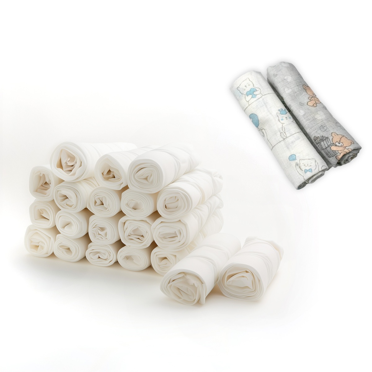 Baby Nellys Kvalitní bavlněné pleny TETRA BASIC 70x80cm, 20ks v bal. + 2 ks