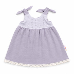 Baby Nellys Letní lehoučké mušelínové šaty Summer, šedé, Vel. 56/62