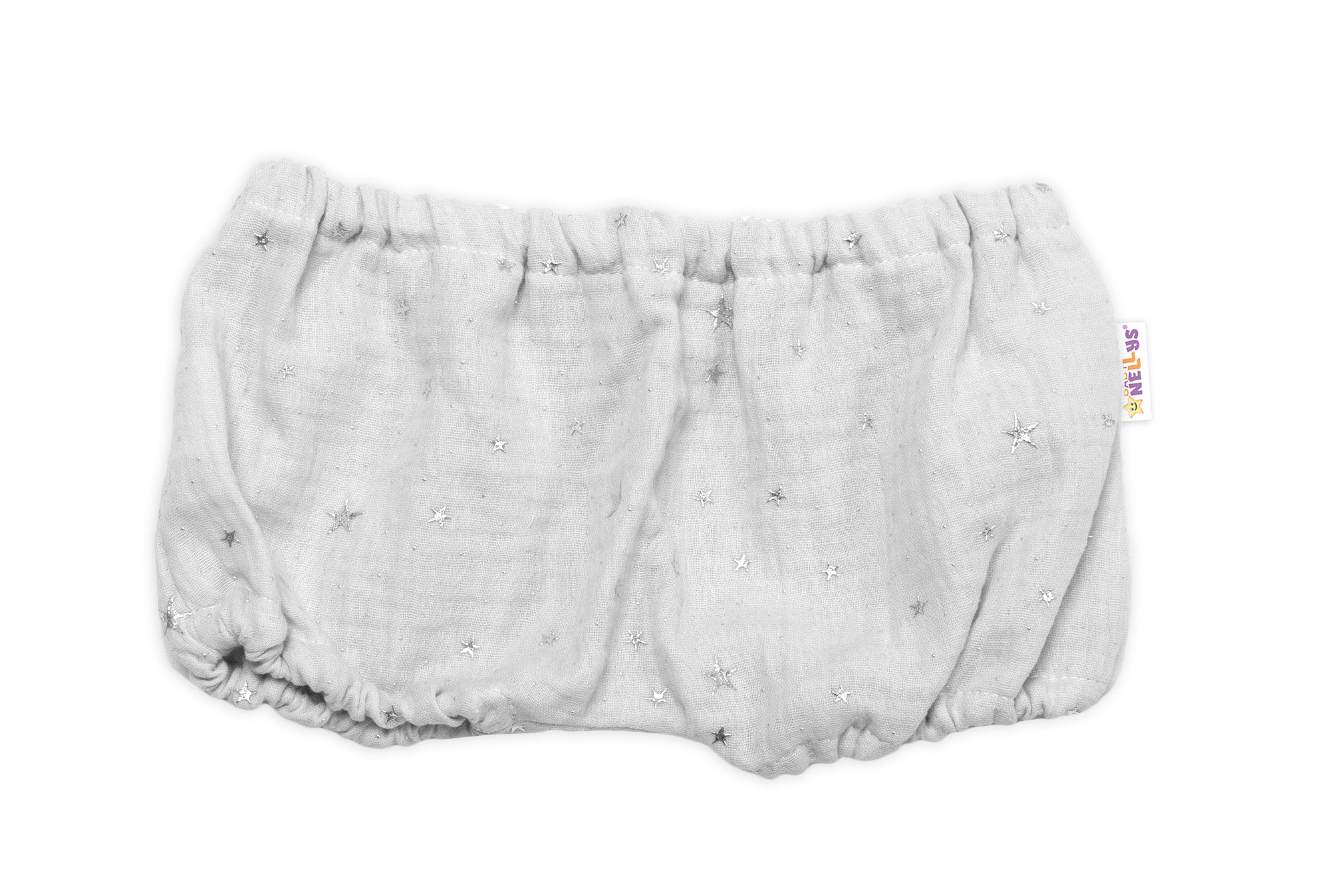 Baby Nellys Mušelínové letní kraťasky Stars, šedé, vel. 68/74 vel.  68/74