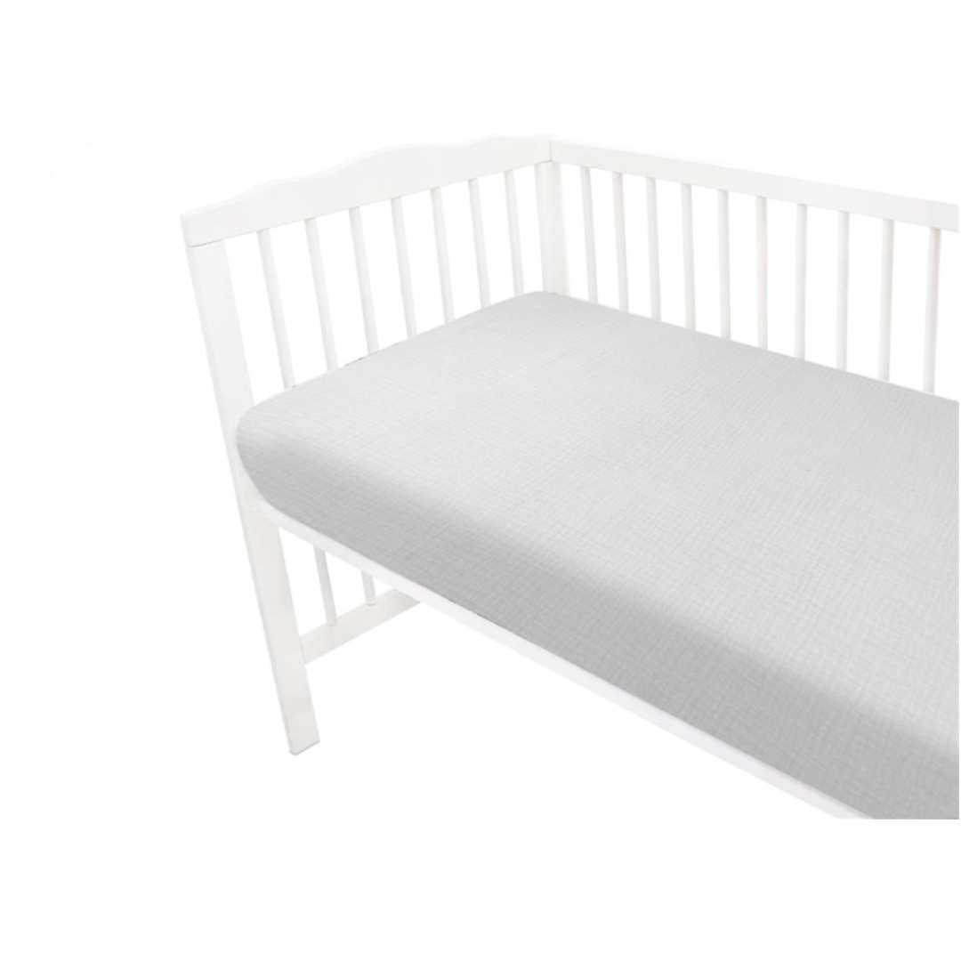 Baby Nellys Mušelínové prostěradlo do postýlky 60 x 120 NATURE double - šedé