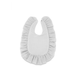 Baby Nellys Nepromokavý mušelínový bryndáček s volánkem Nature - šedý