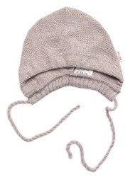 Baby Nellys Pletená čepička bonetka Boy, béžová, 68/74