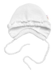 Baby Nellys Pletená čepička bonetka Girl, bílá, 68/74