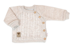 Baby Nellys Pletený svetřík a kalhoty s kapsou Hand Made 2D, Nature, Vel. 74