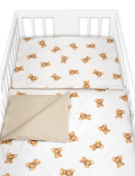 Baby Nellys Povlečení do postýlky, bavlna, 2D sada, Míša - bílá s potiskem