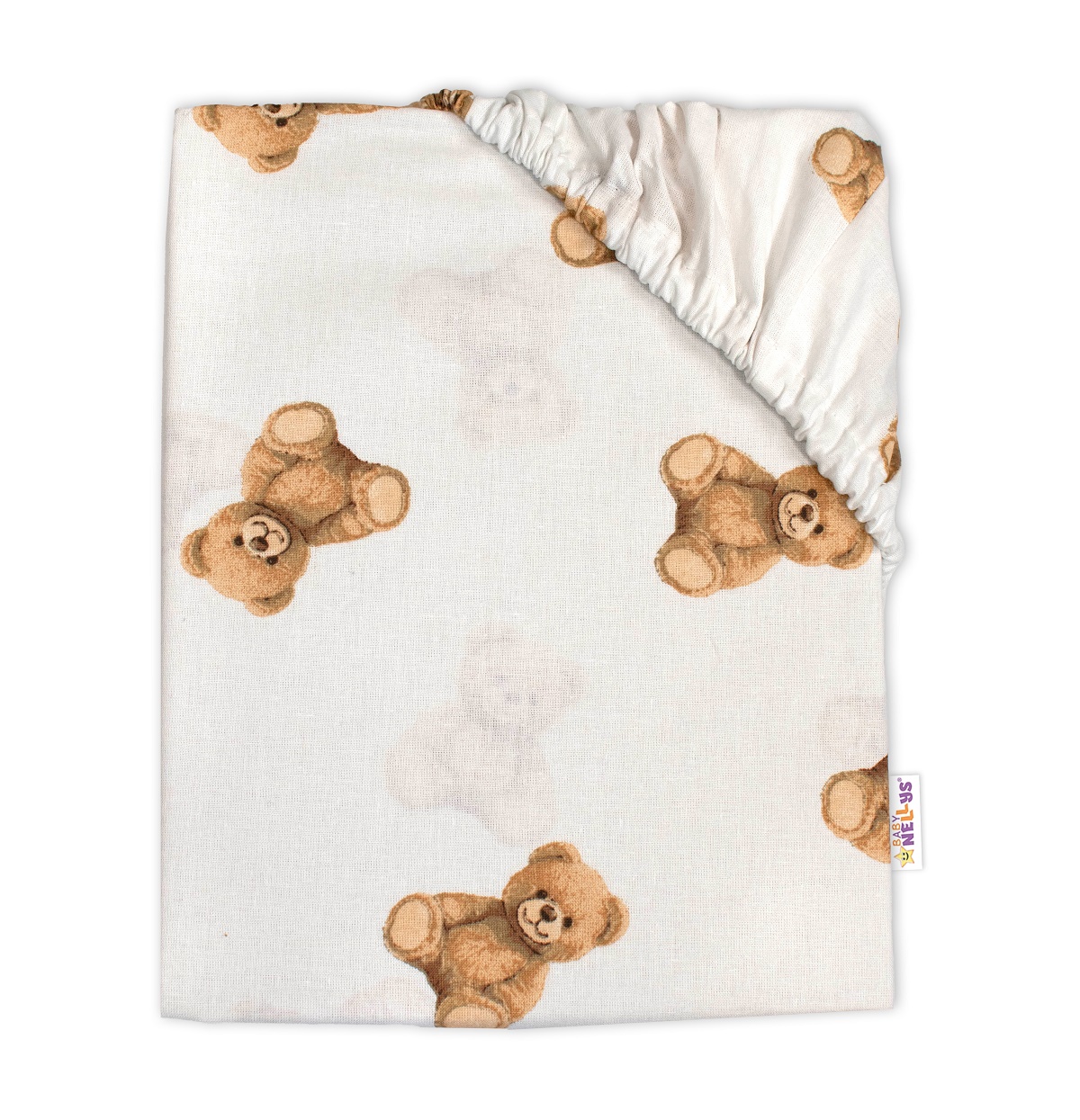 Baby Nellys Prostěradlo do postýlky 140x70cm, bavlna, Míša - bílý s potiskem
