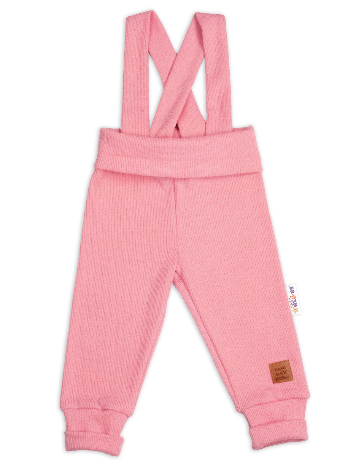 Baby Nellys Rostoucí legíny se šlemi, žebrované s širokým pásem  - meruňkové, 80/86