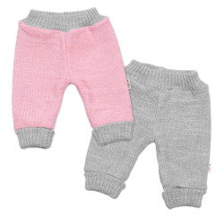 Baby Nellys Rostoucí oboustranné kalhoty Hand Made, růžová-šedá, vel. 68/74