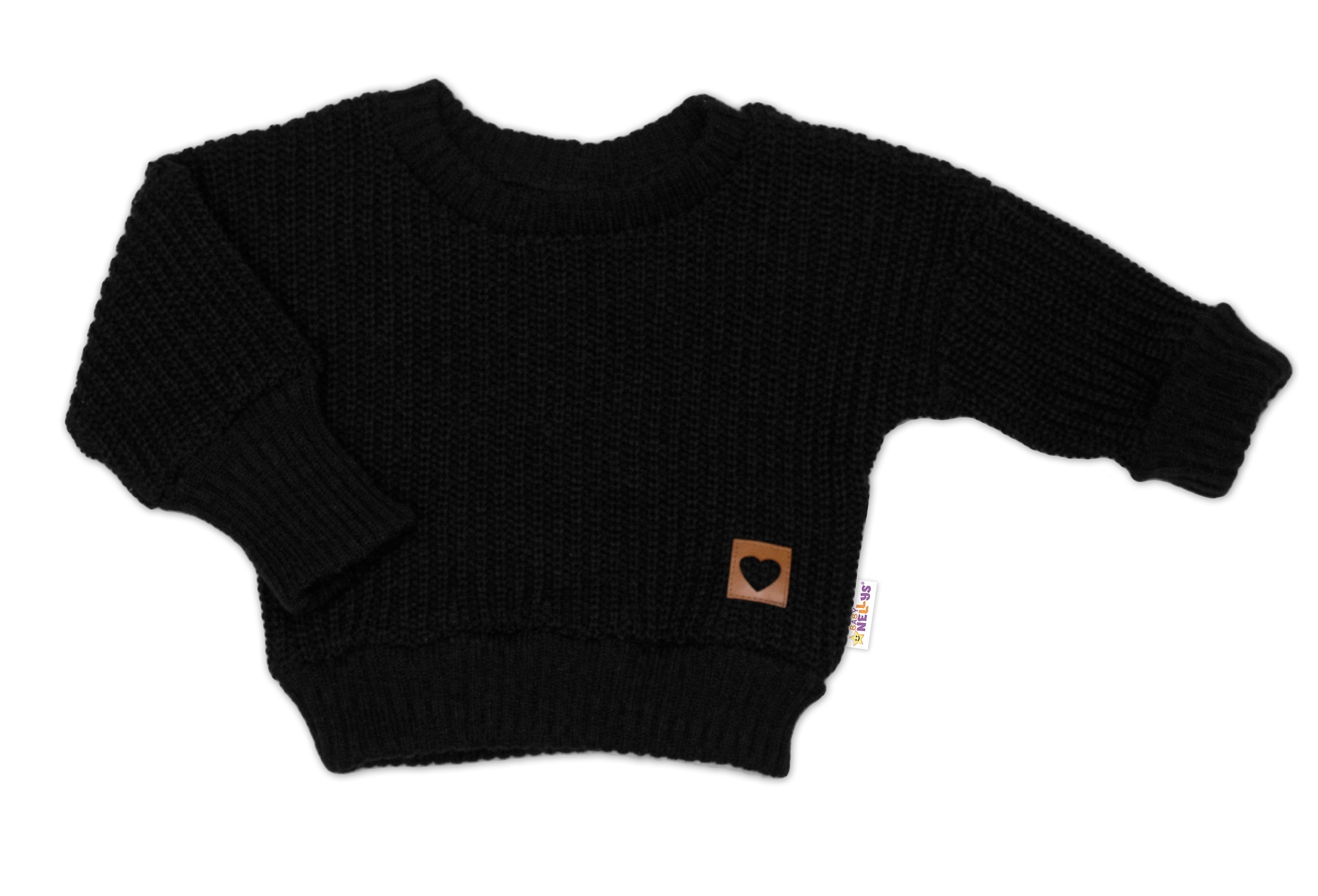 Baby Nellys Rostoucí oversize pletený svetřík pro miminko, černý