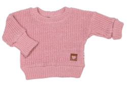 Baby Nellys Rostoucí oversize pletený svetřík pro miminko, starorůžová