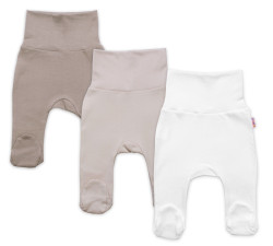 Baby Nellys Rostoucí výhodná sada, 3x polodupačky - béžová/taupe/bílá, vel. 62/68