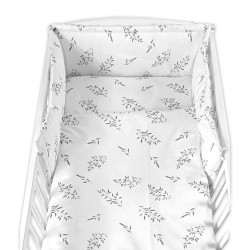 Baby Nellys Sada do postýlky 3D, mantinel a povlečení - Louka, bílá